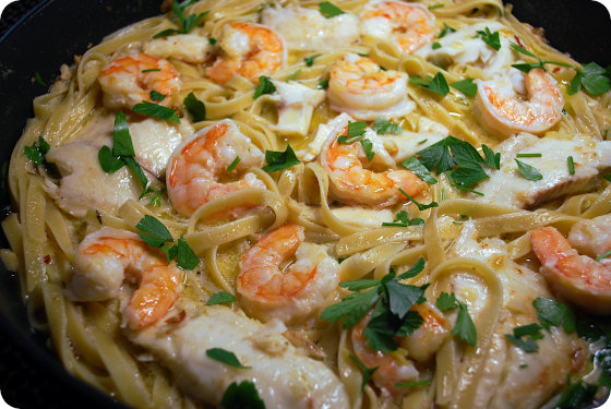 Seafood Scampi with Fettuccine | Seasoned Cooking